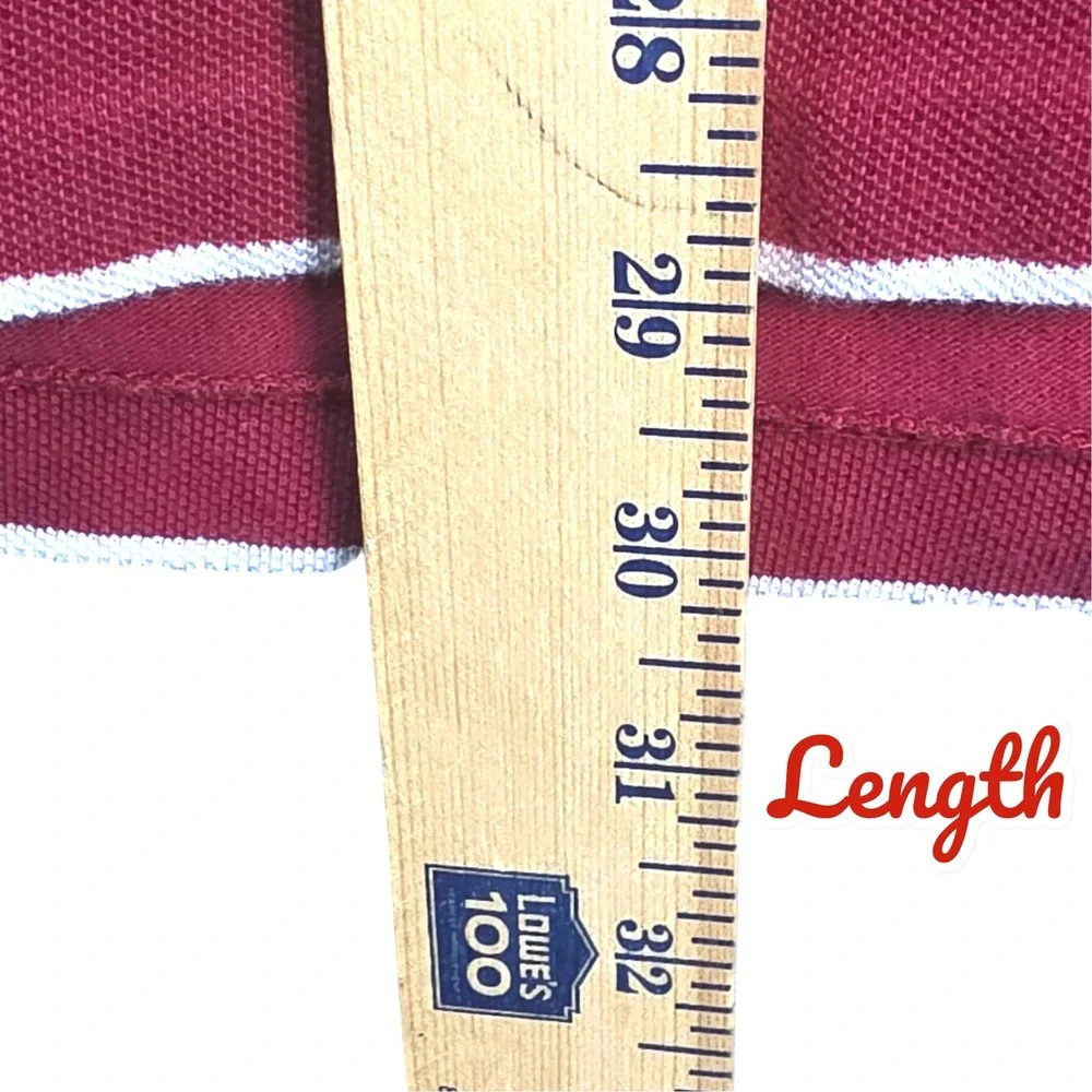 Polo Ralph Lauren Mens Large Red White Striped Short Sleeve Cotton Polo Shirt